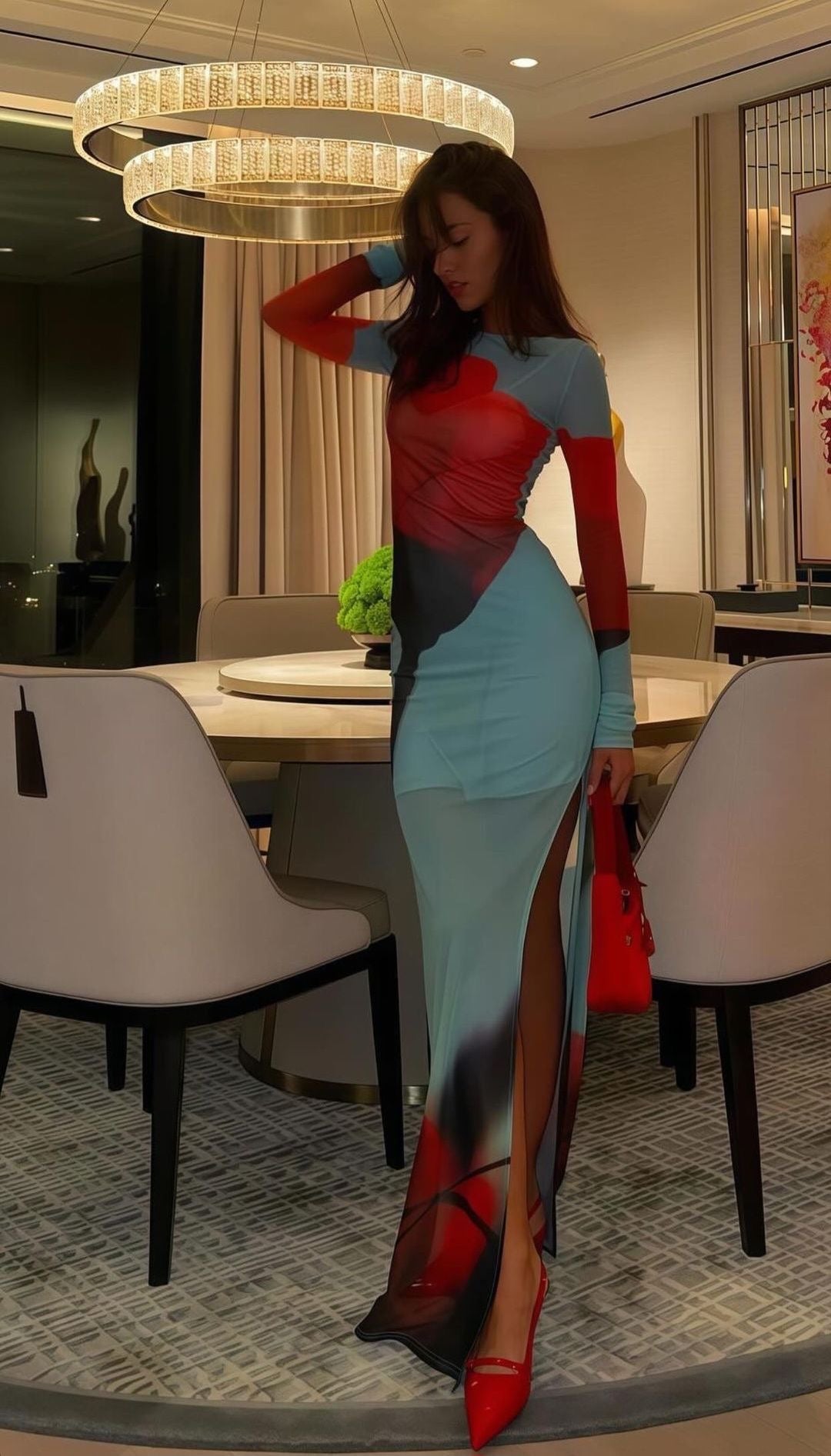 VESTIDO LARGO MESH TRANSPARENTE