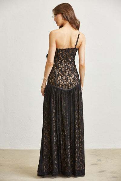 VESTIDO NEGRO LARGO DE ENCAJE