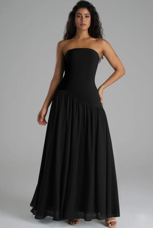 VESTIDO NEGRO LARGO BÁSICO