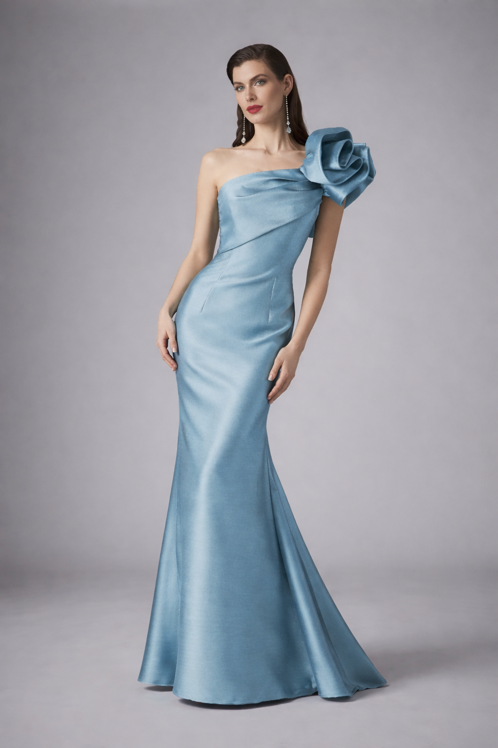 VESTIDO LARGO AZUL ONE SHOULDER