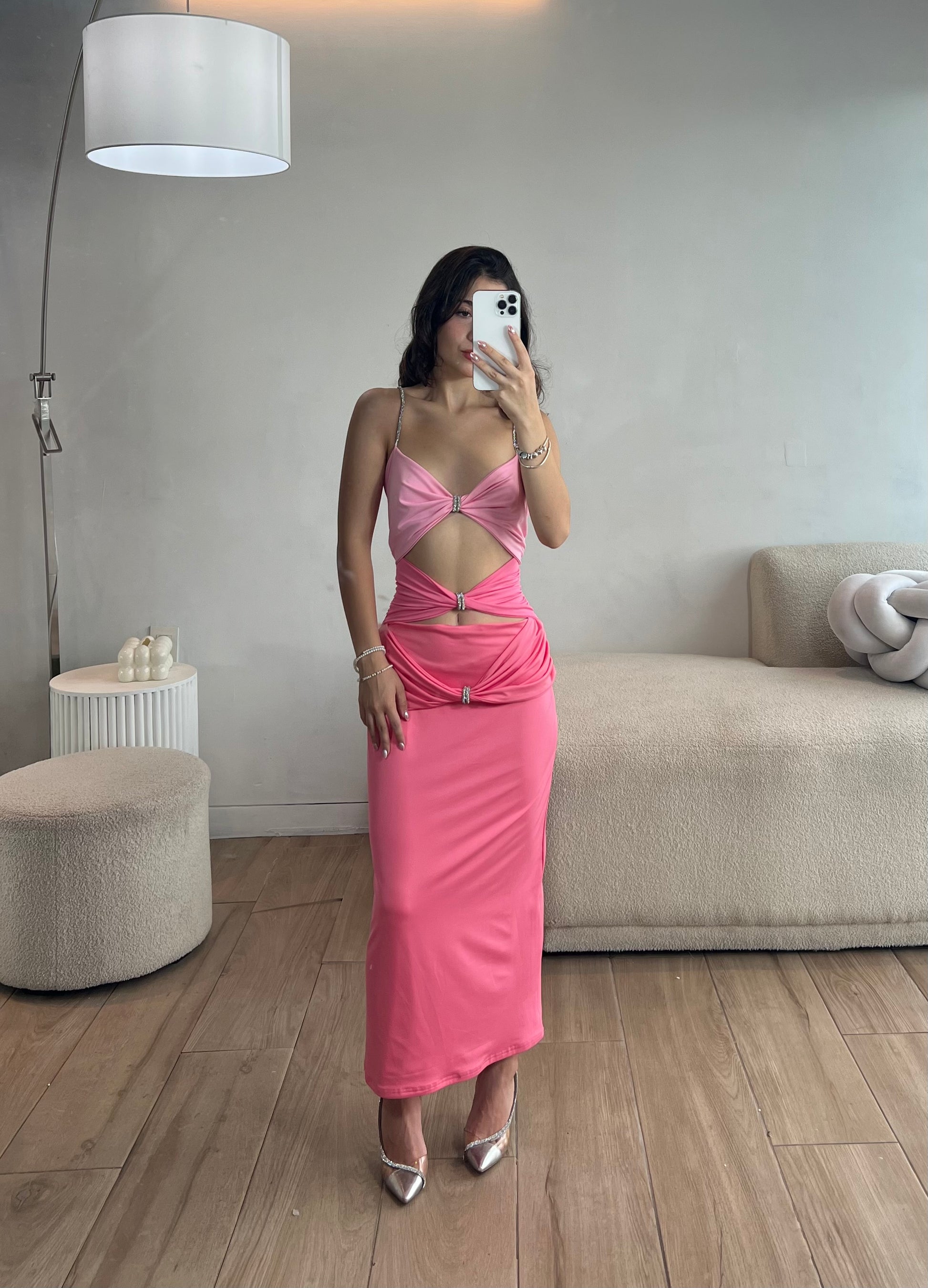 VESTIDO LARGO VARIOS TONOS ROSA