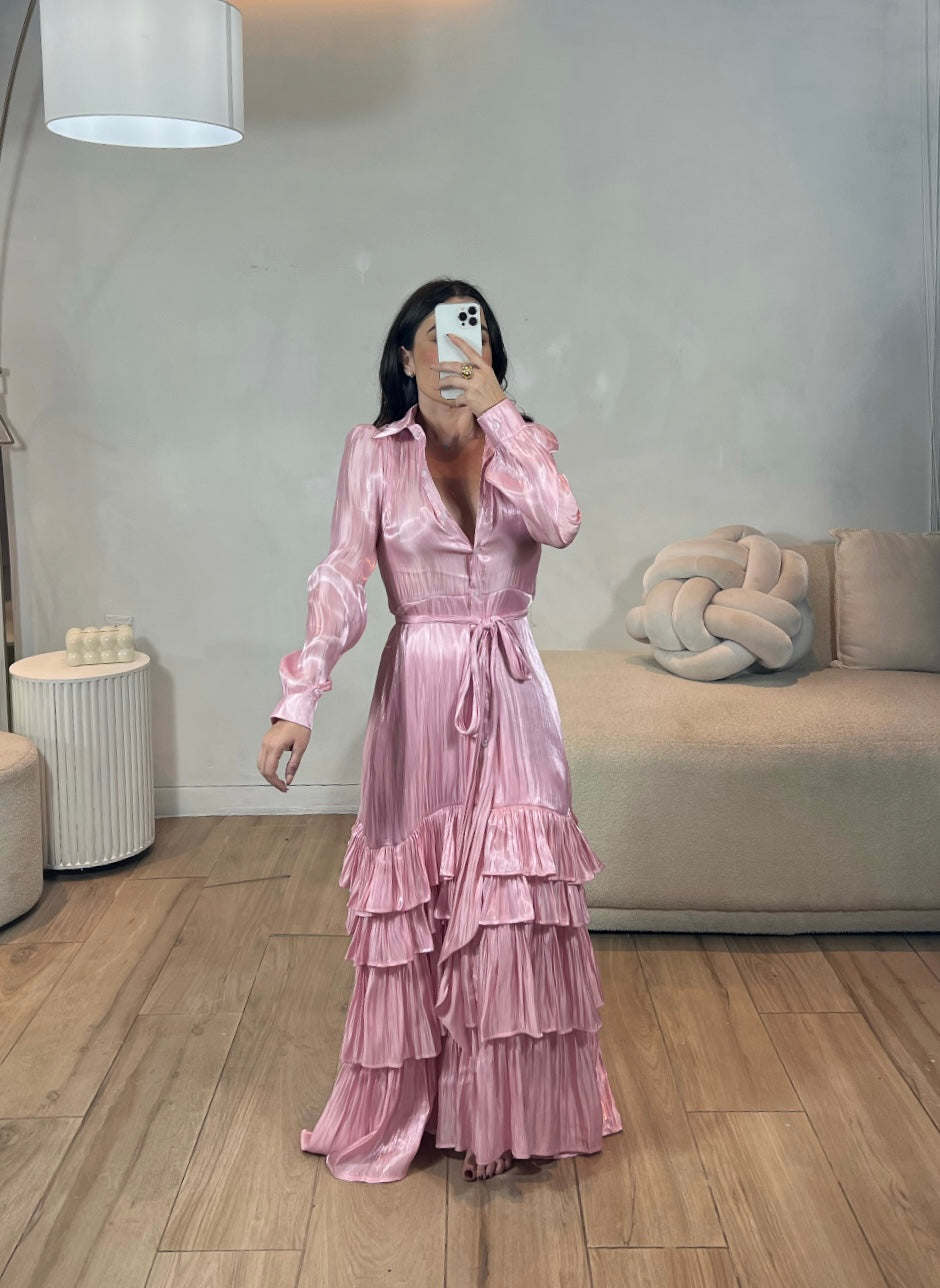 VESTIDO ROSA MANGA LARGA