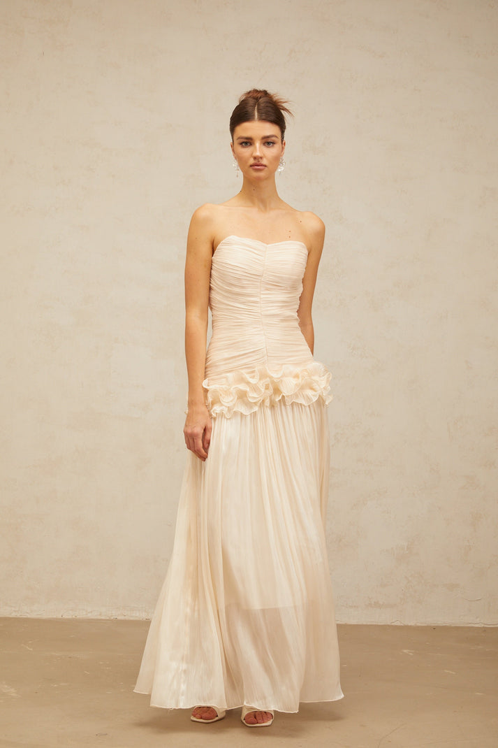 VESTIDO STRAPLESS CHAMPAGNE