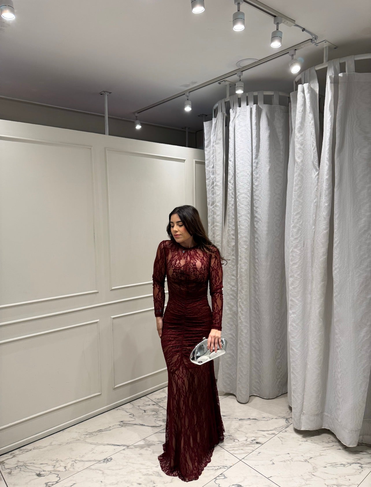 VESTIDO MESH LARGO TINTO