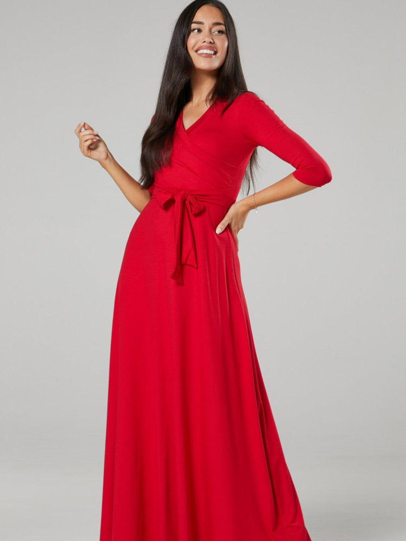 VESTIDO ROJO LARGO BÁSICO