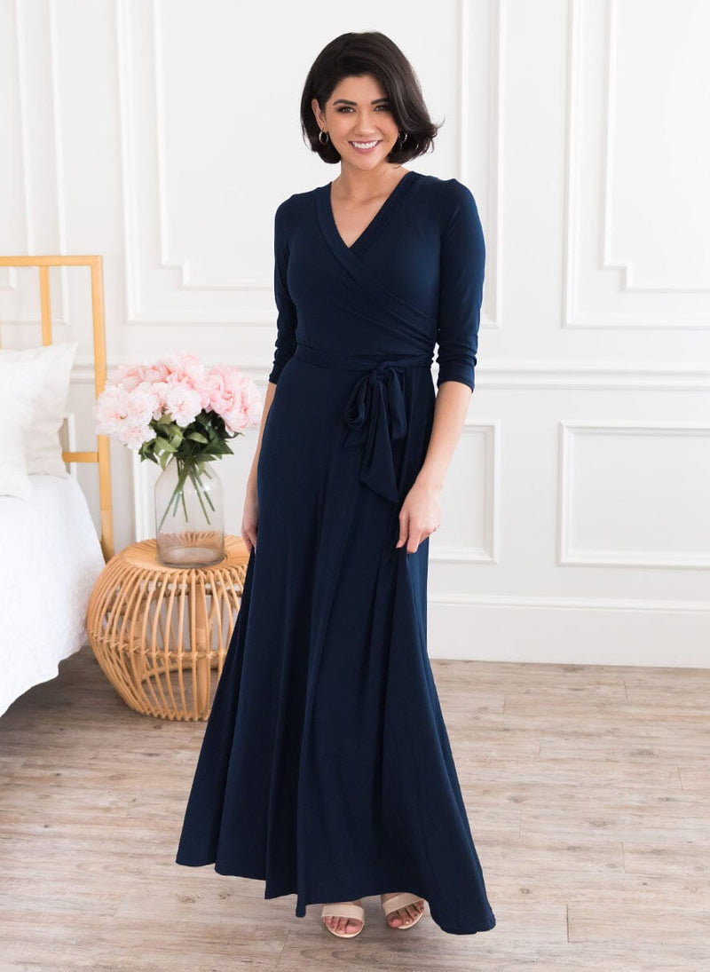 VESTIDO LARGO AZUL MARINO