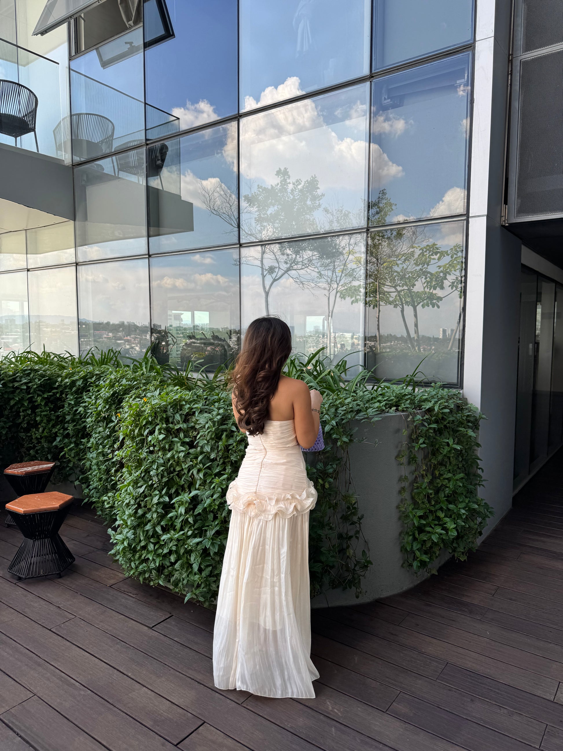 VESTIDO LARGO BEIGE HUESO IVORY