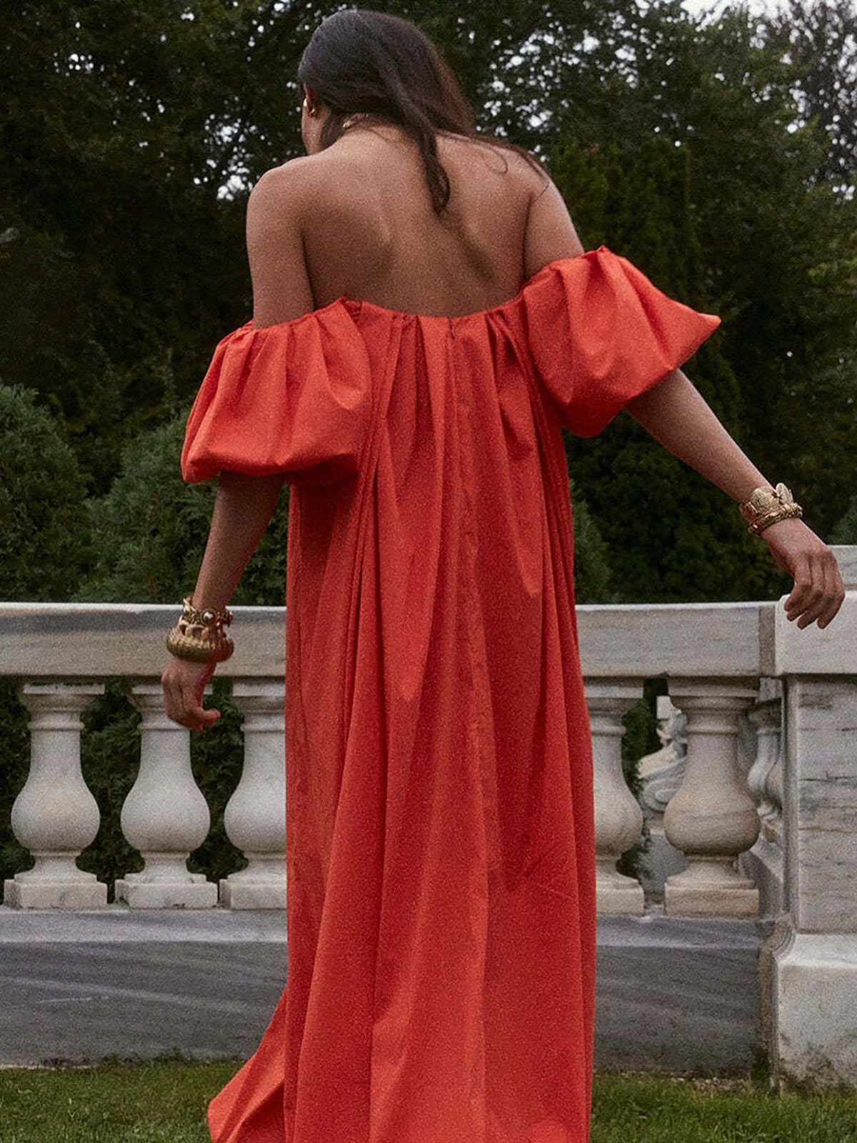 VESTIDO NARANJA LARGO CAROLINE CONSTANS