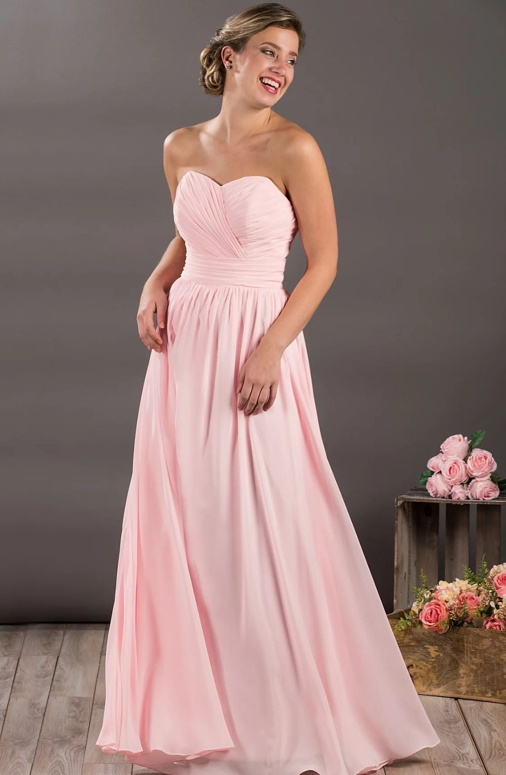 VESTIDO ROSA LARGO STRSPLESS