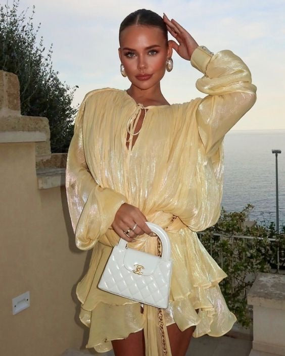 VESTIDO CORTO AMARILLO MANTEQUILLA