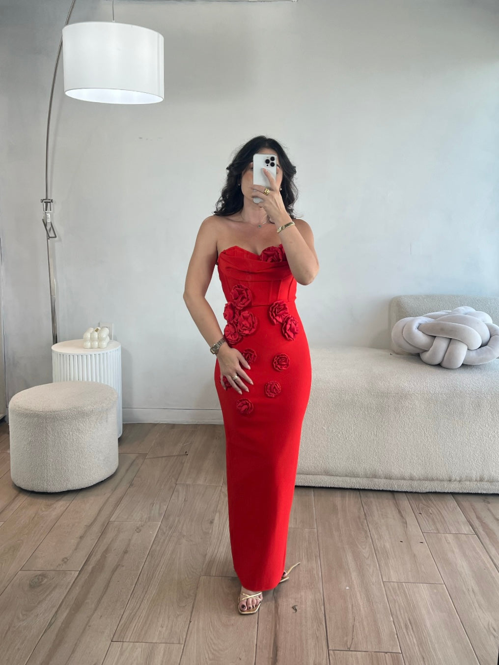 VESTIDO LARGO BANDAGE STRAPPLE ROJO