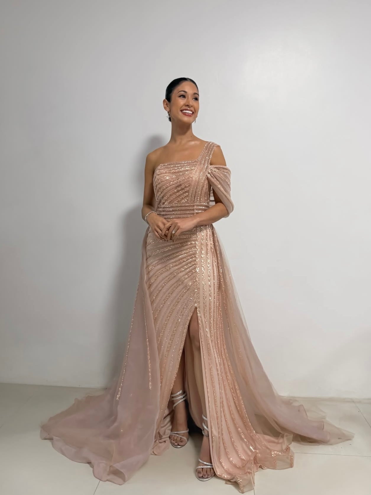 VESTIDO LARGO ROSA PALO