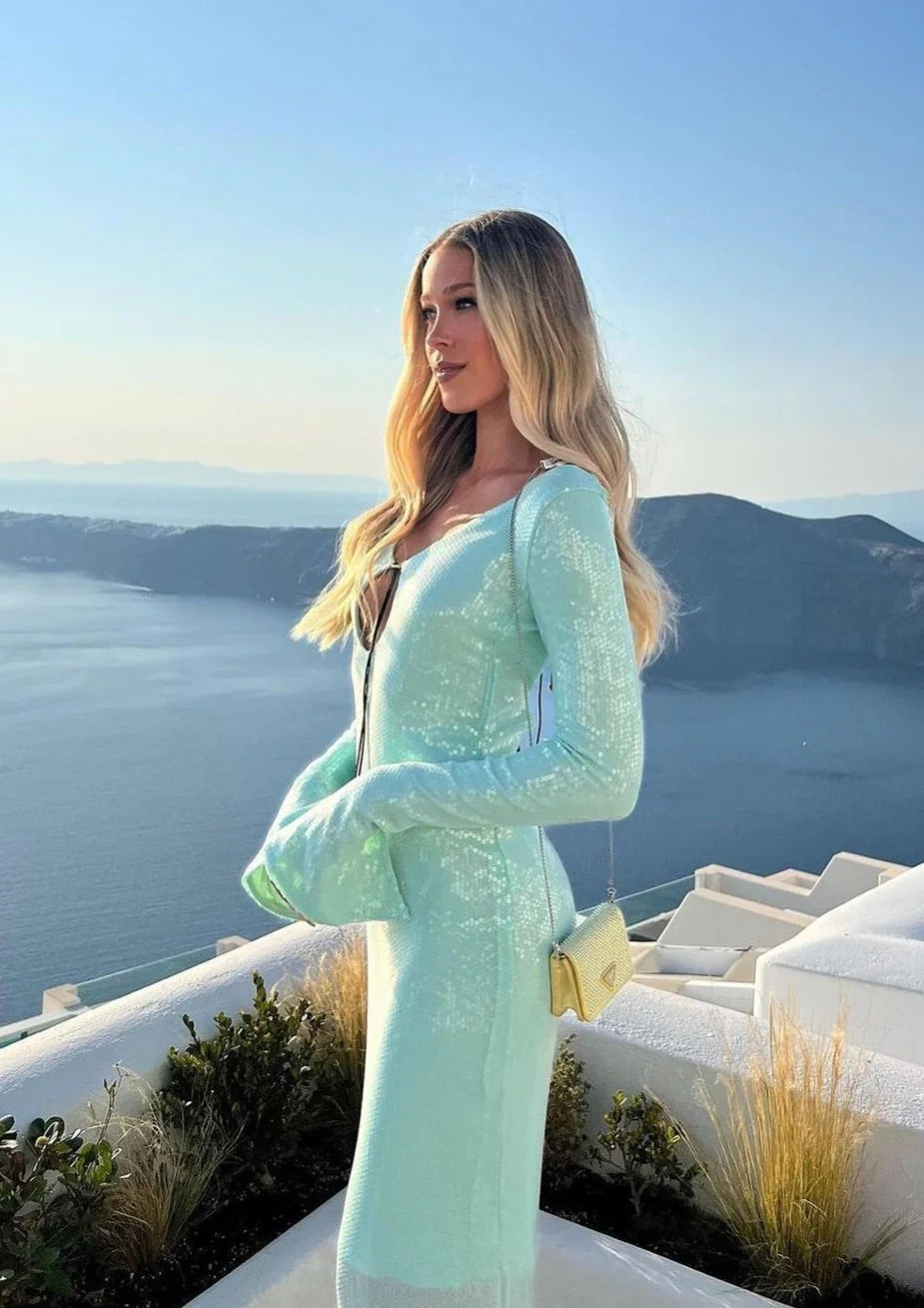 VESTIDO LARGO DE LENTEJUELAS