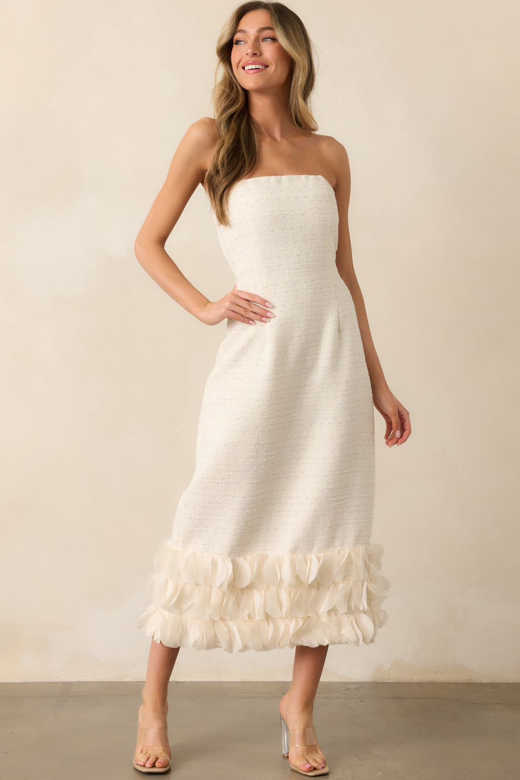 VESTIDO COLOR HUESO 3/4