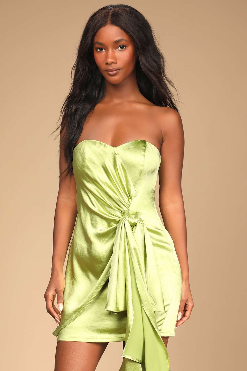 VESTIDO VERDE LIMON SATIN