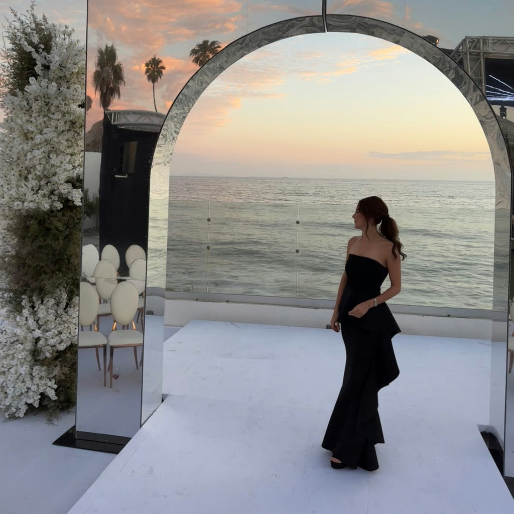 VESTIDO NEGRO LARGO STRAPLE