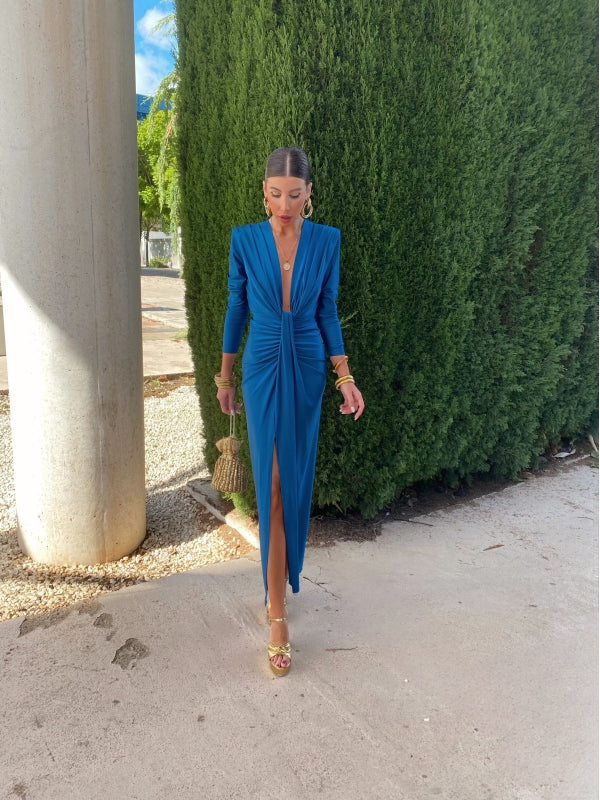 VESTIDO AZUL MARINO LARGO