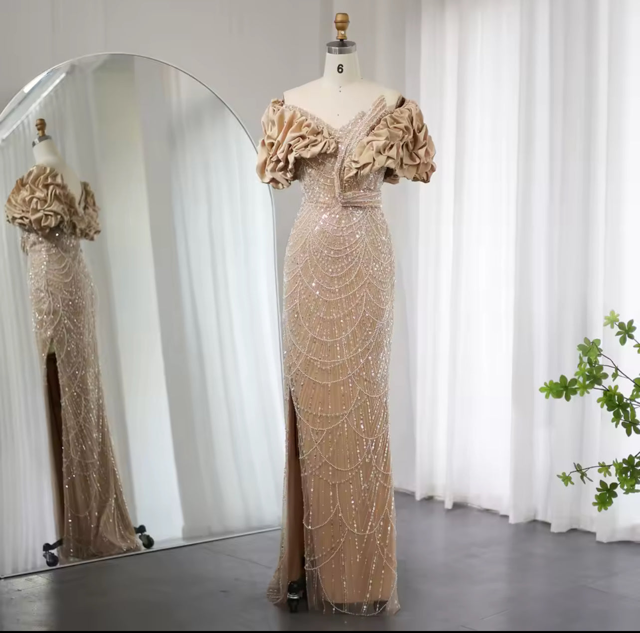 VESTIDO LARGO NUDE