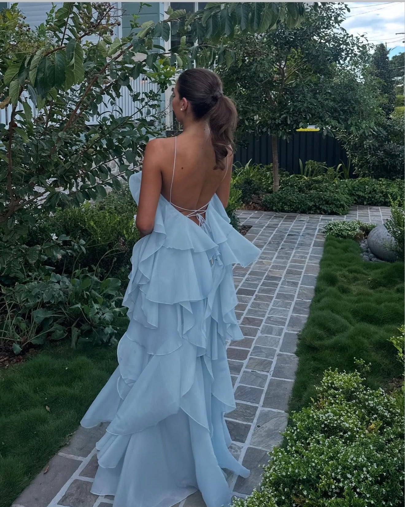 VESTIDO BABY BLUE HALTER LARGO